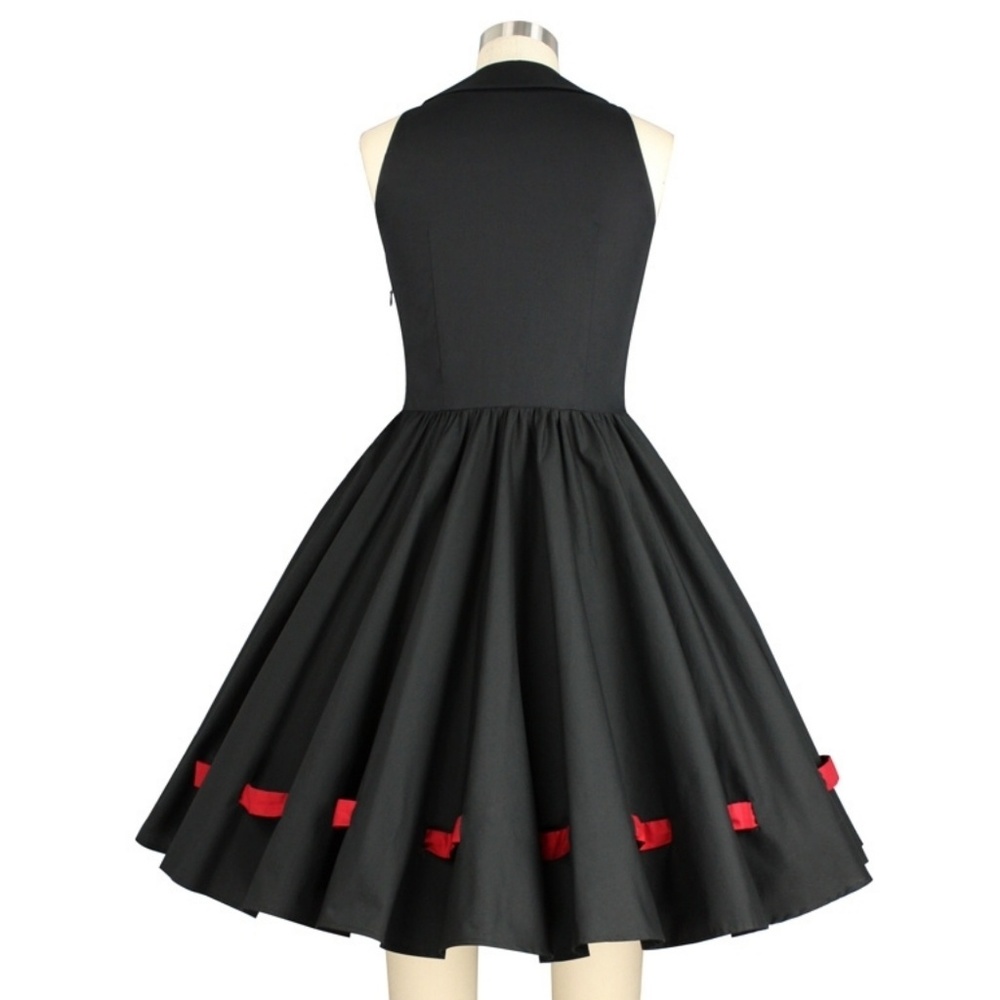 Pin Up Clothing Pocket Shelf Bust Dress 1950s Bow - Picture 6 of 8